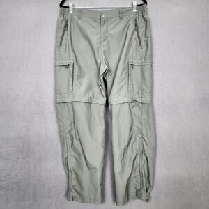 REI Pants Mens 34x30 Green Hiking Nylon Cargo Zip Pockets Elastic Waist